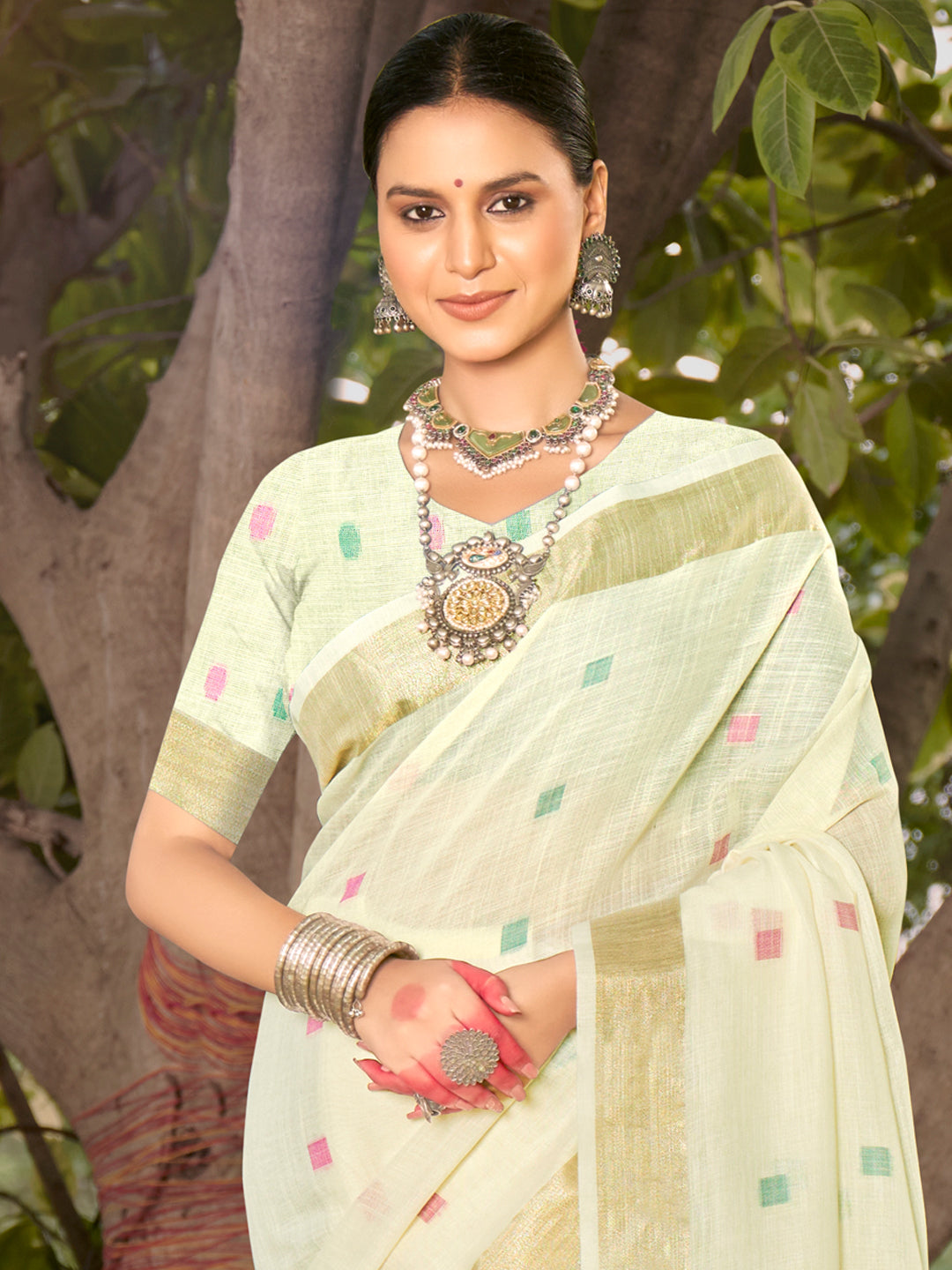 Buy MySilkLove Off white Cotton Silk Saree Online