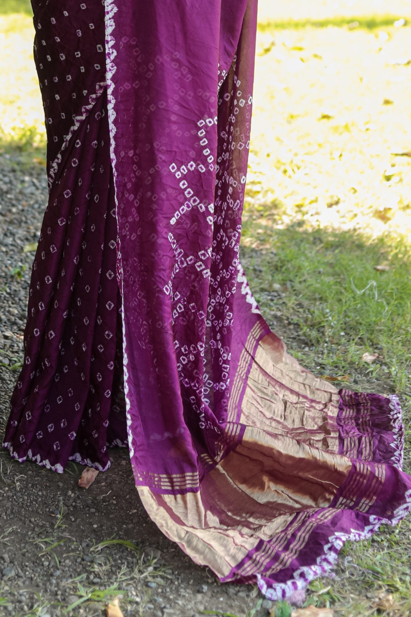 Buy MySilkLove Wine Berry Purple Designer Bandhani Printed Saree Online