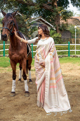Clam Shell Pink Handloom Banarasi Uri Silk Saree