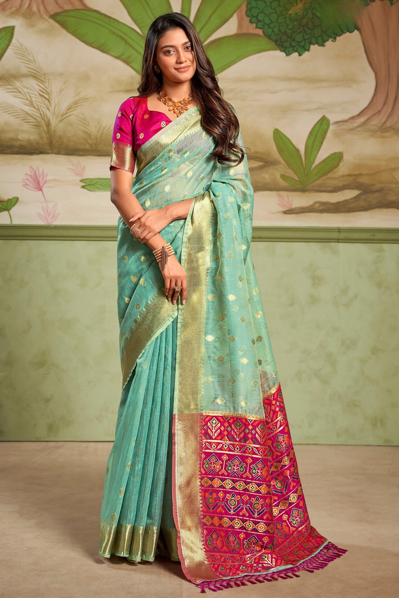 Buy MySilkLove Hint Of Blue Banarasi Tissue Silk Saree Online