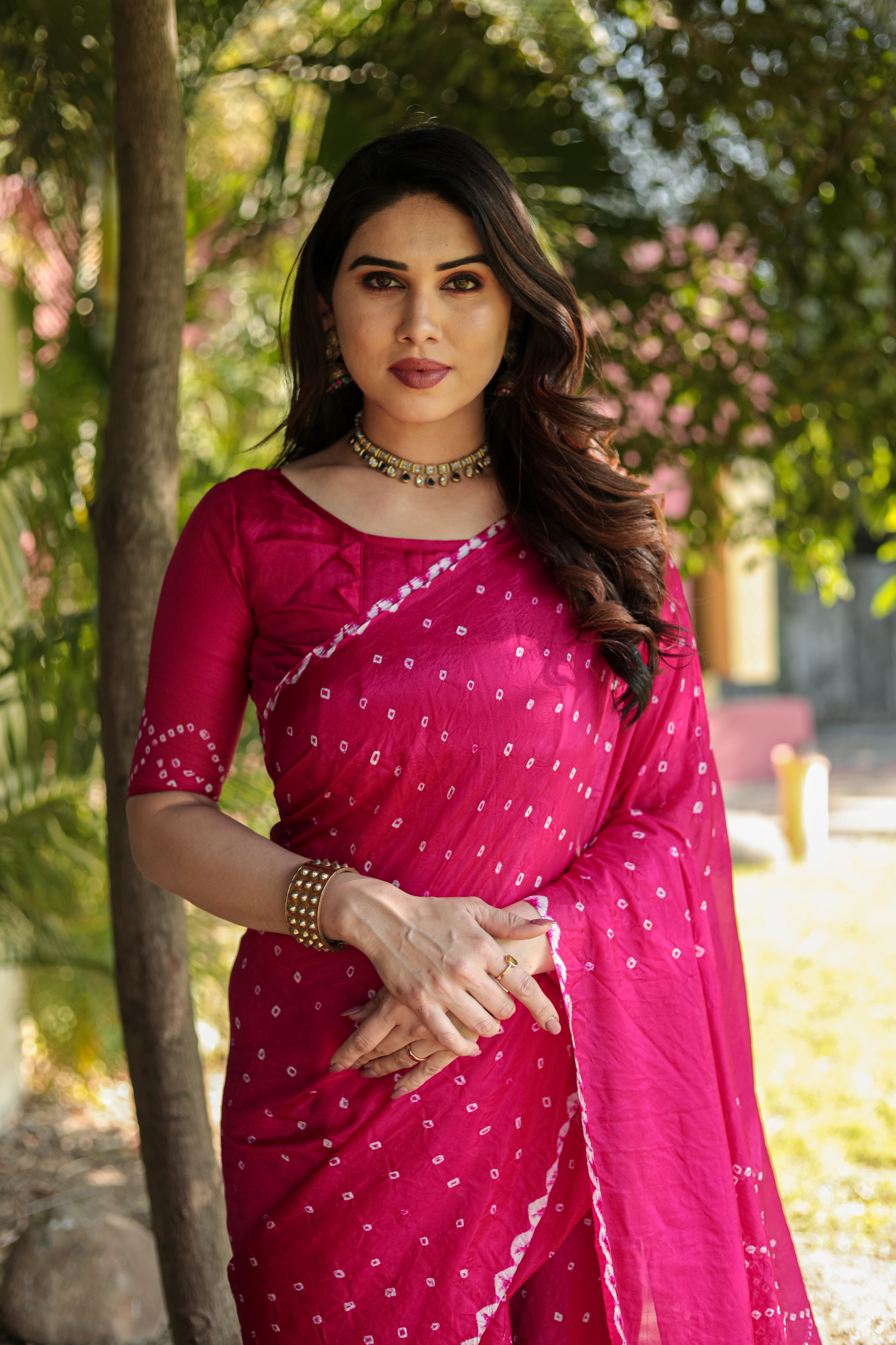 Buy MySilkLove Mystic Pearl Pink Designer Bandhani Printed Saree Online