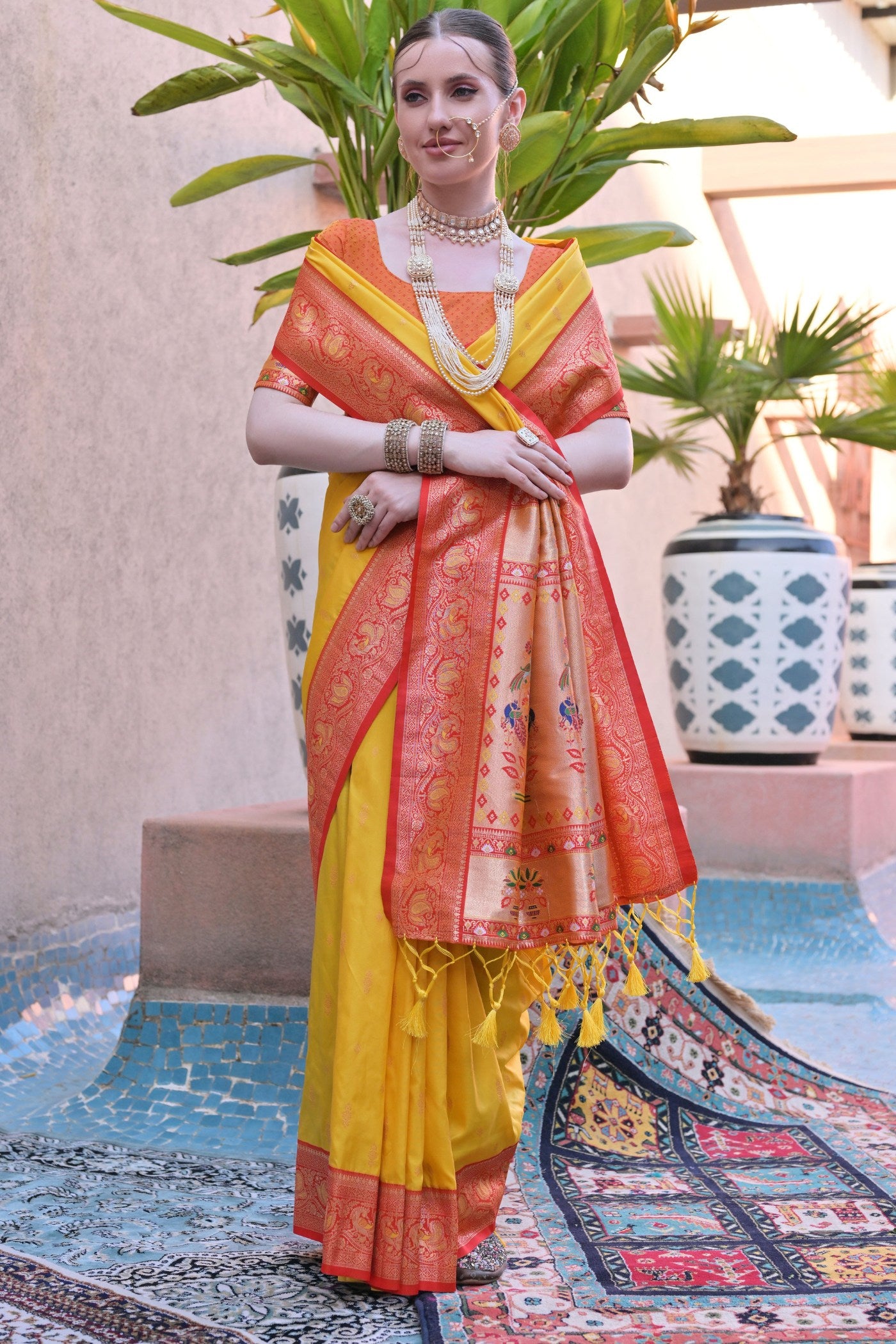 MySilkLove Cyber Yellow Zari Woven Paithani Saree