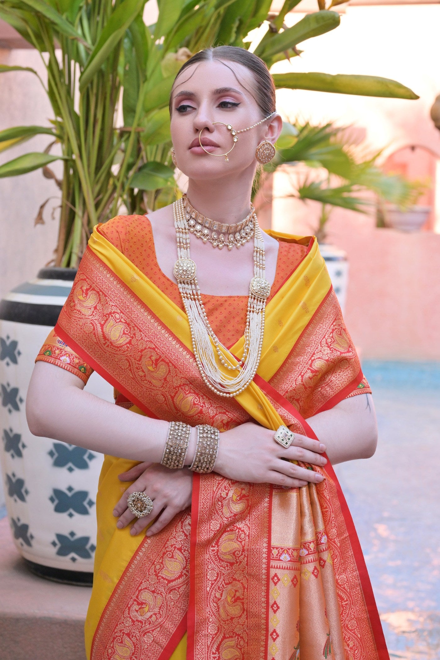 Buy MySilkLove Cyber Yellow Zari Woven Paithani Saree Online