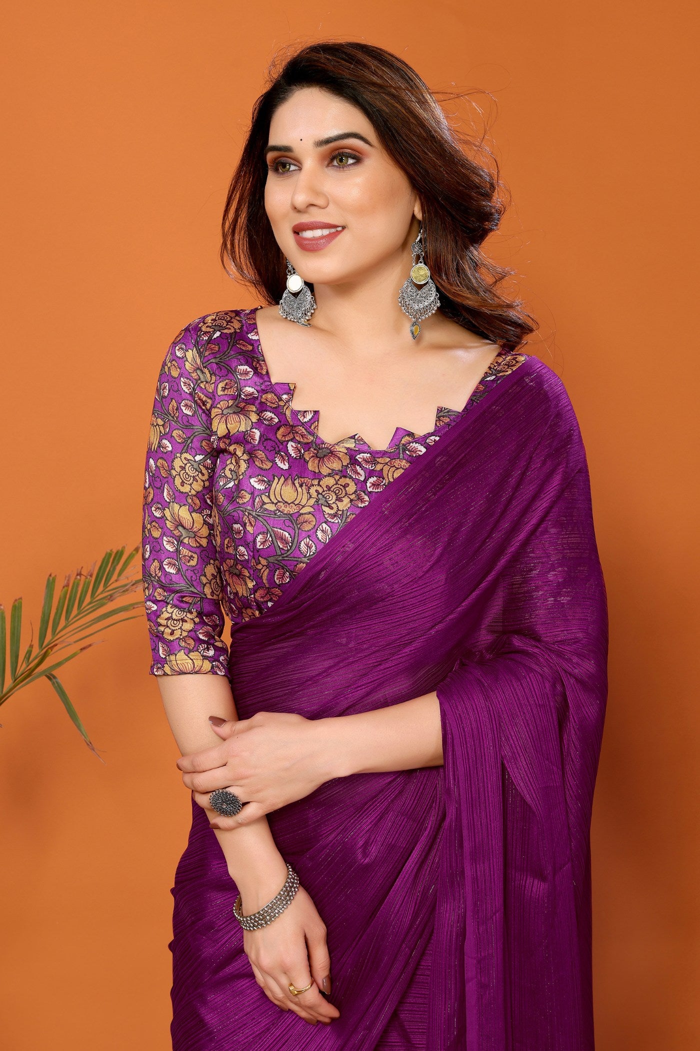 MySilkLove Sangria Purple Solid Plain Saree