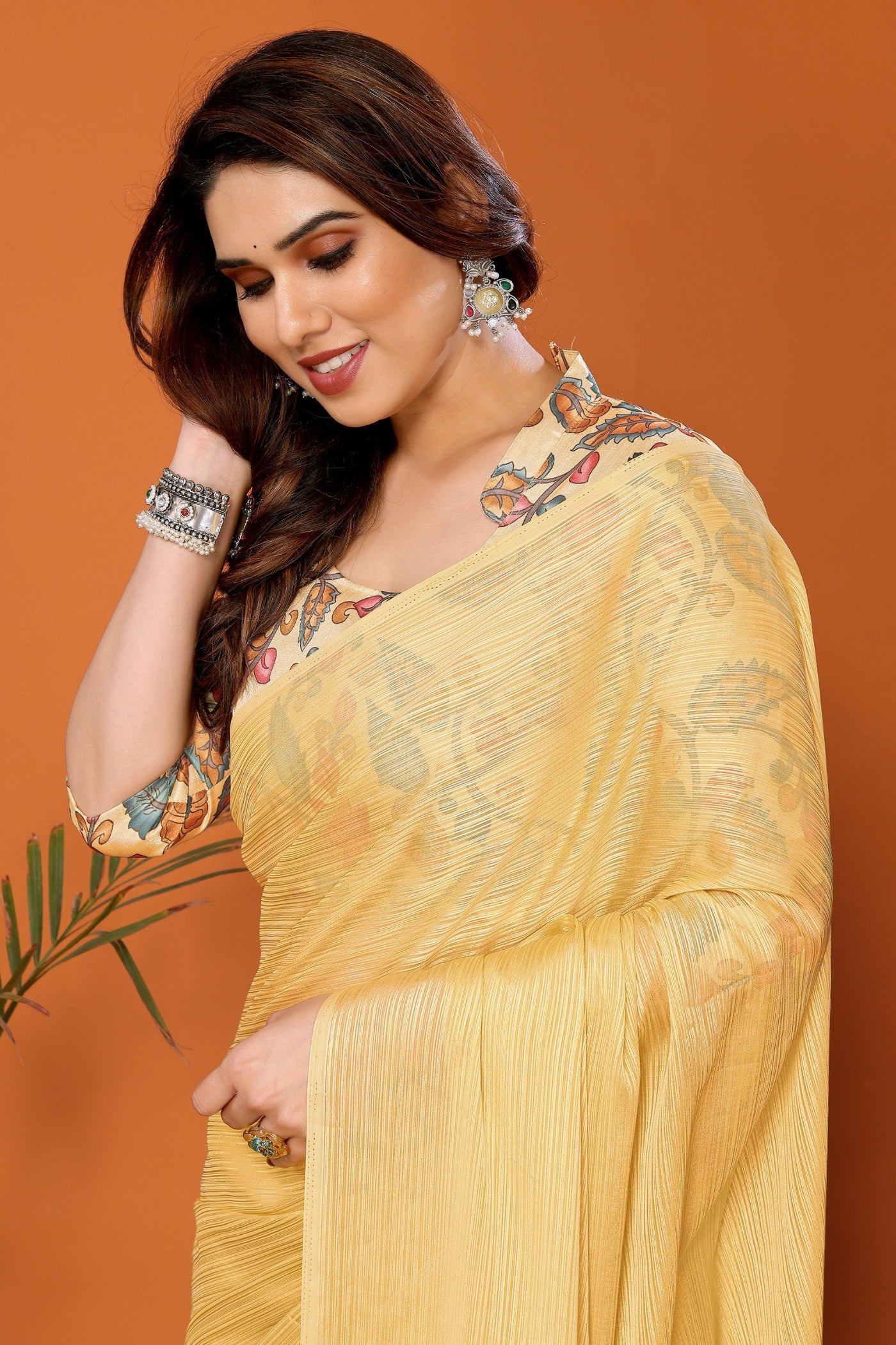 MySilkLove Soft Corn Yellow Solid Plain Saree