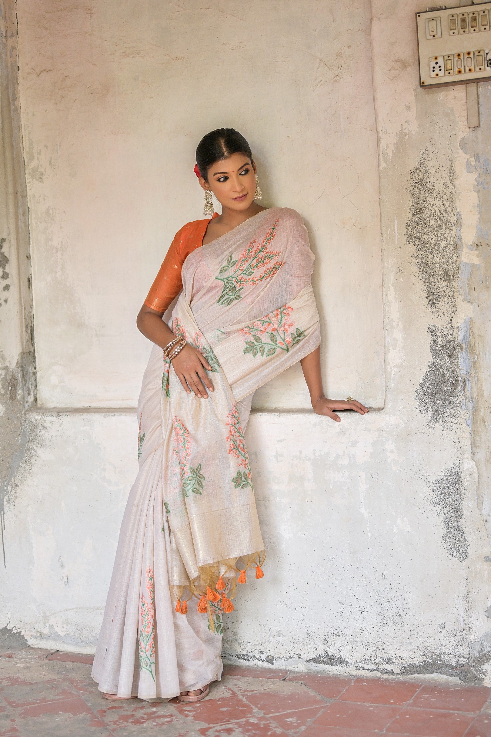 Buy MySilkLove Salut White Muga Cotton Saree Online