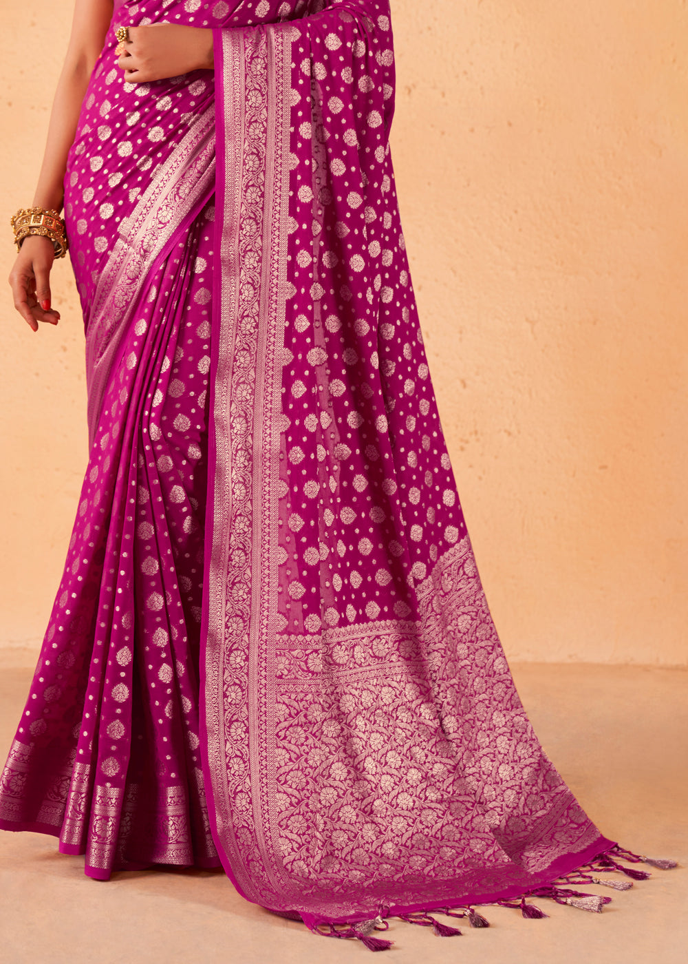 Buy MySilkLove Cadillac Purple Woven Georgette Saree Online