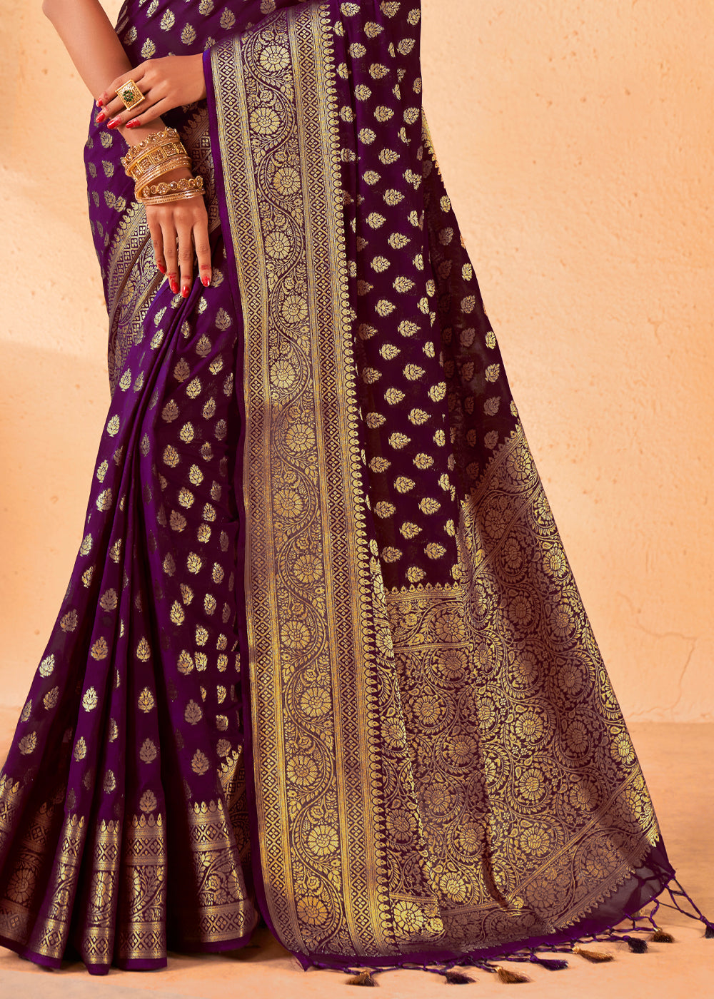 Buy MySilkLove Finn Purple Woven Georgette Saree Online