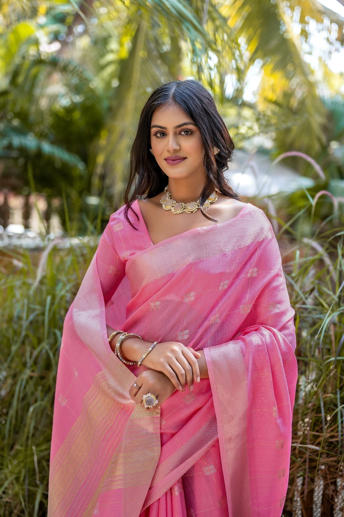 Buy MySilkLove Deep Blush Pink Cotton Saree Online