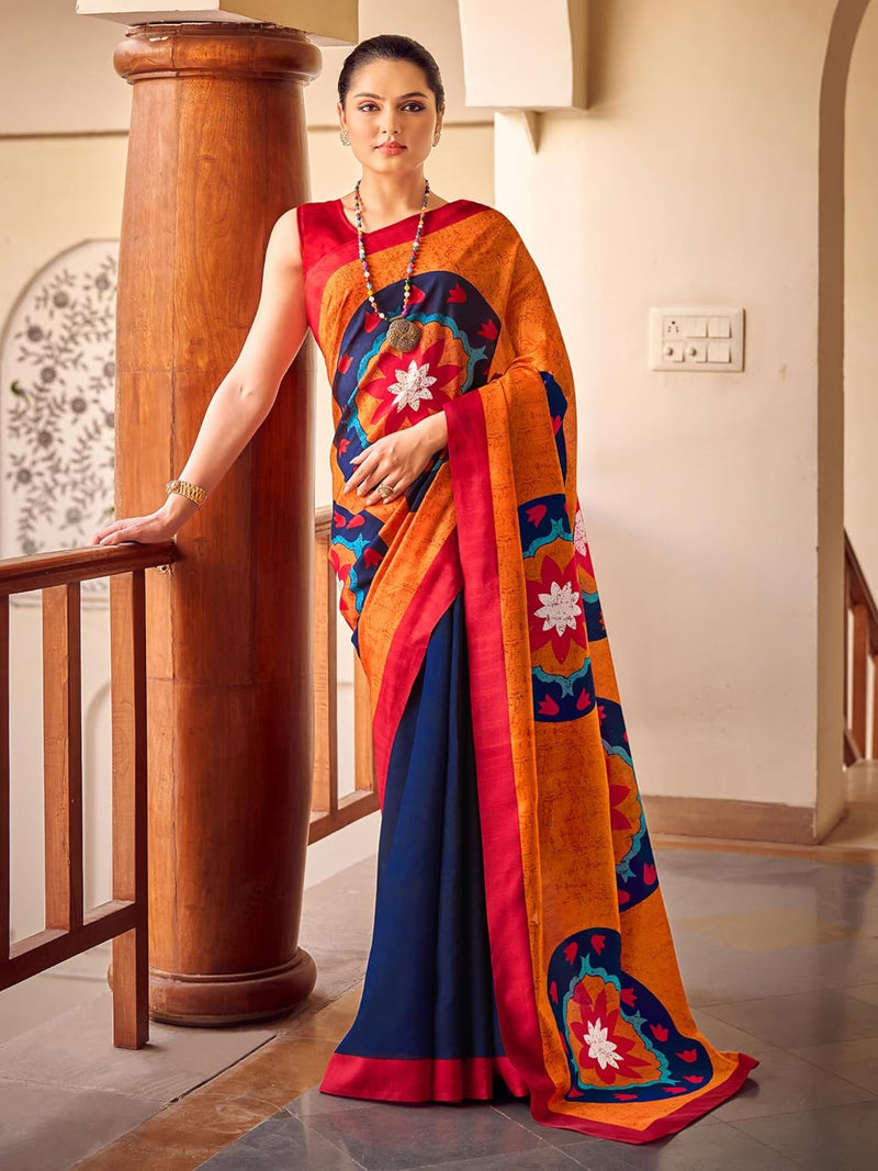 Blue Traditional Silk Saree With Zari Work