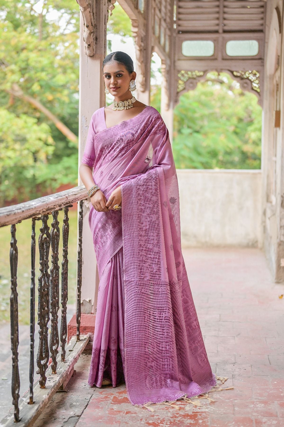 Buy MySilkLove Chantilly Purple Handloom Banarasi Raw Silk Saree Online