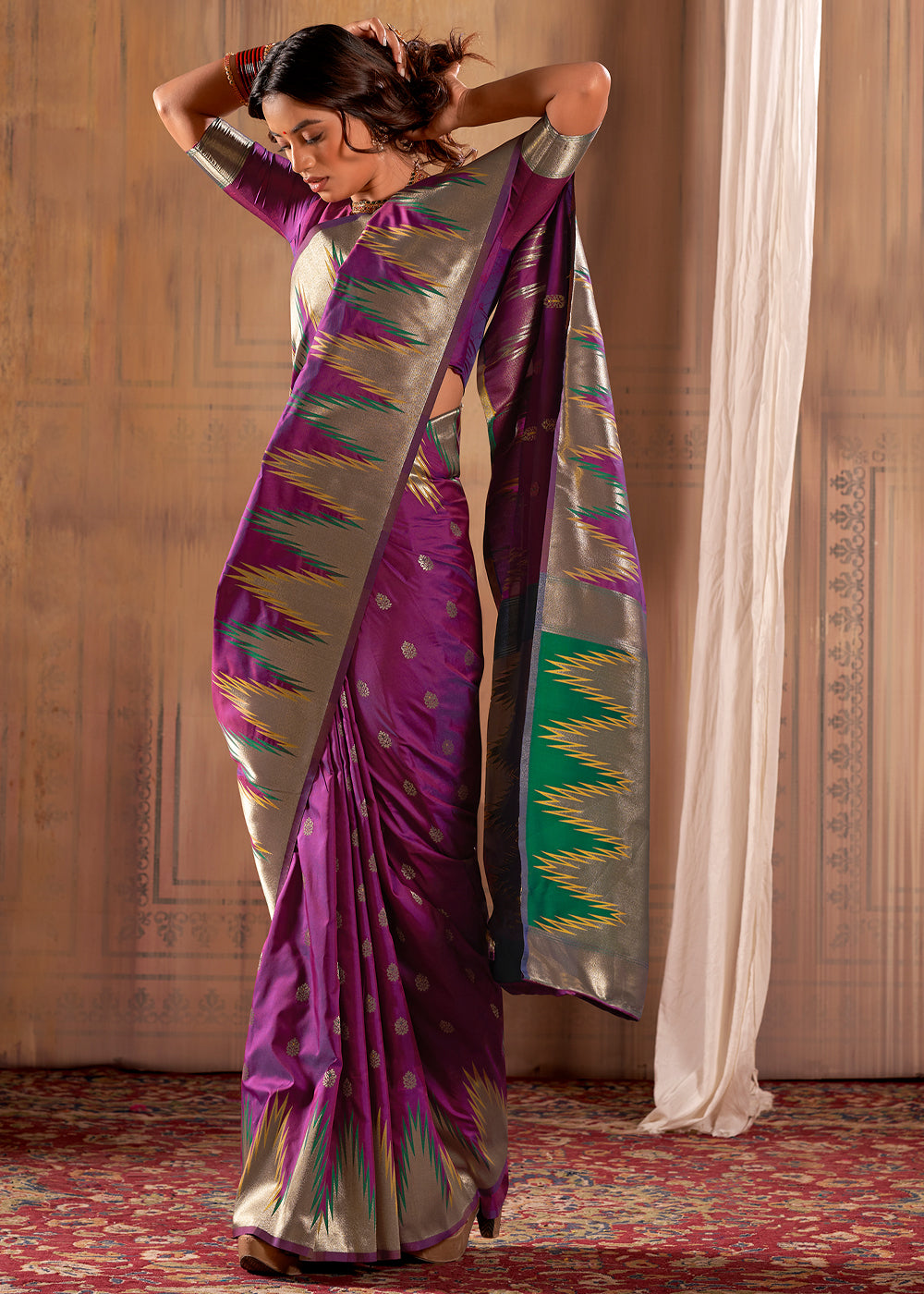 MySilkLove Wine Berry Purple Woven Banarasi Silk Saree