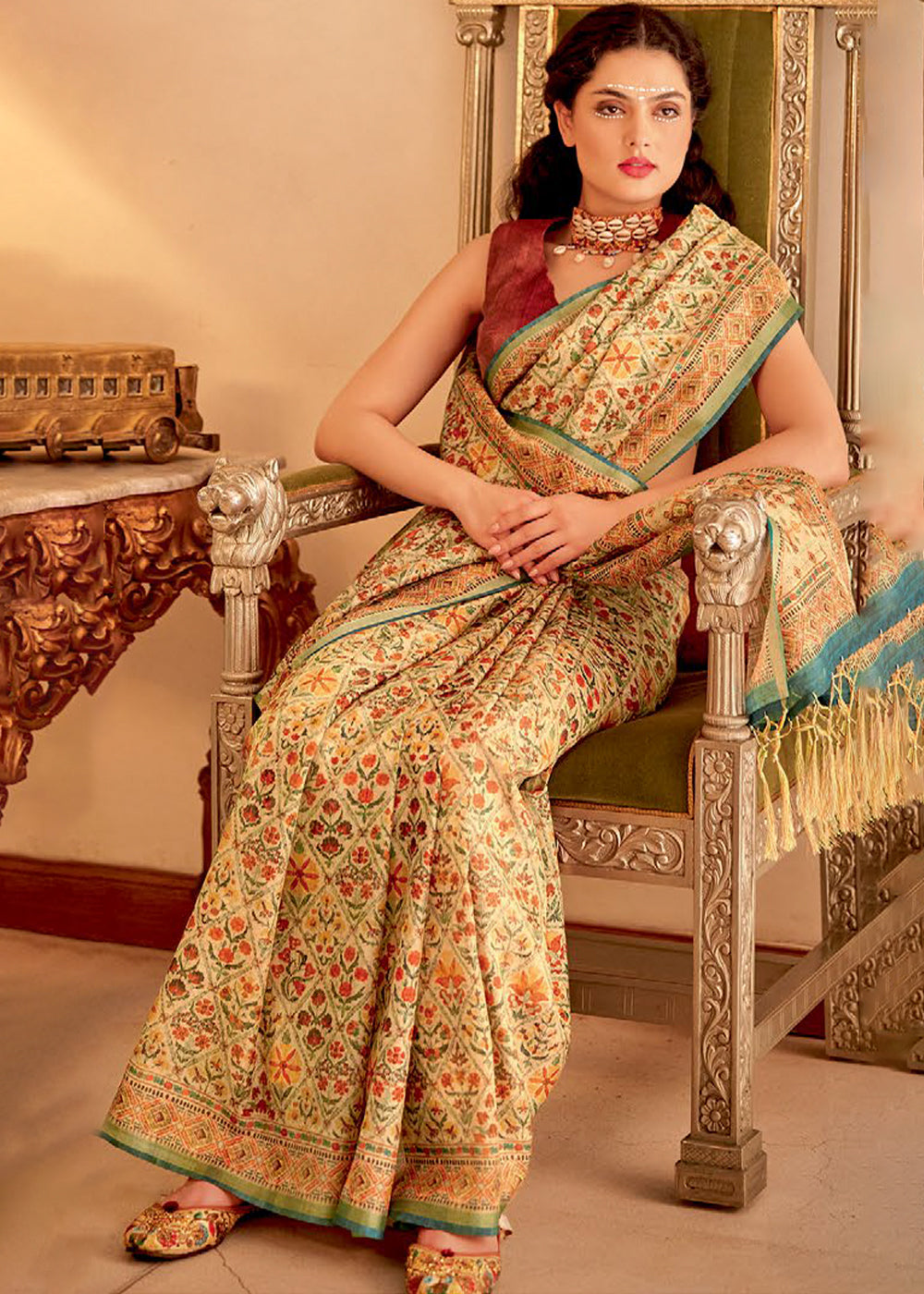 MySilkLove Desert Yellow Banarasi Printed Silk Saree
