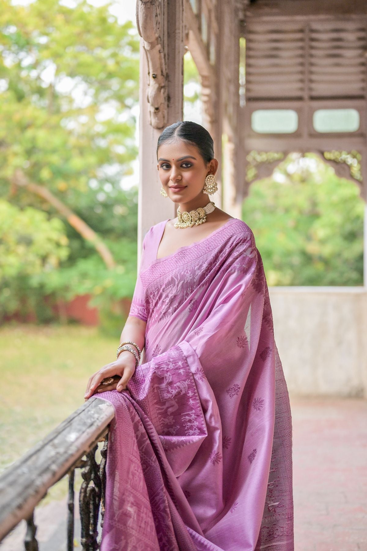 MySilkLove Chantilly Purple Handloom Banarasi Raw Silk Saree