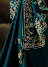 Cosmic Cobalt Blue Embroidery Designer Banarasi Dola Silk Saree