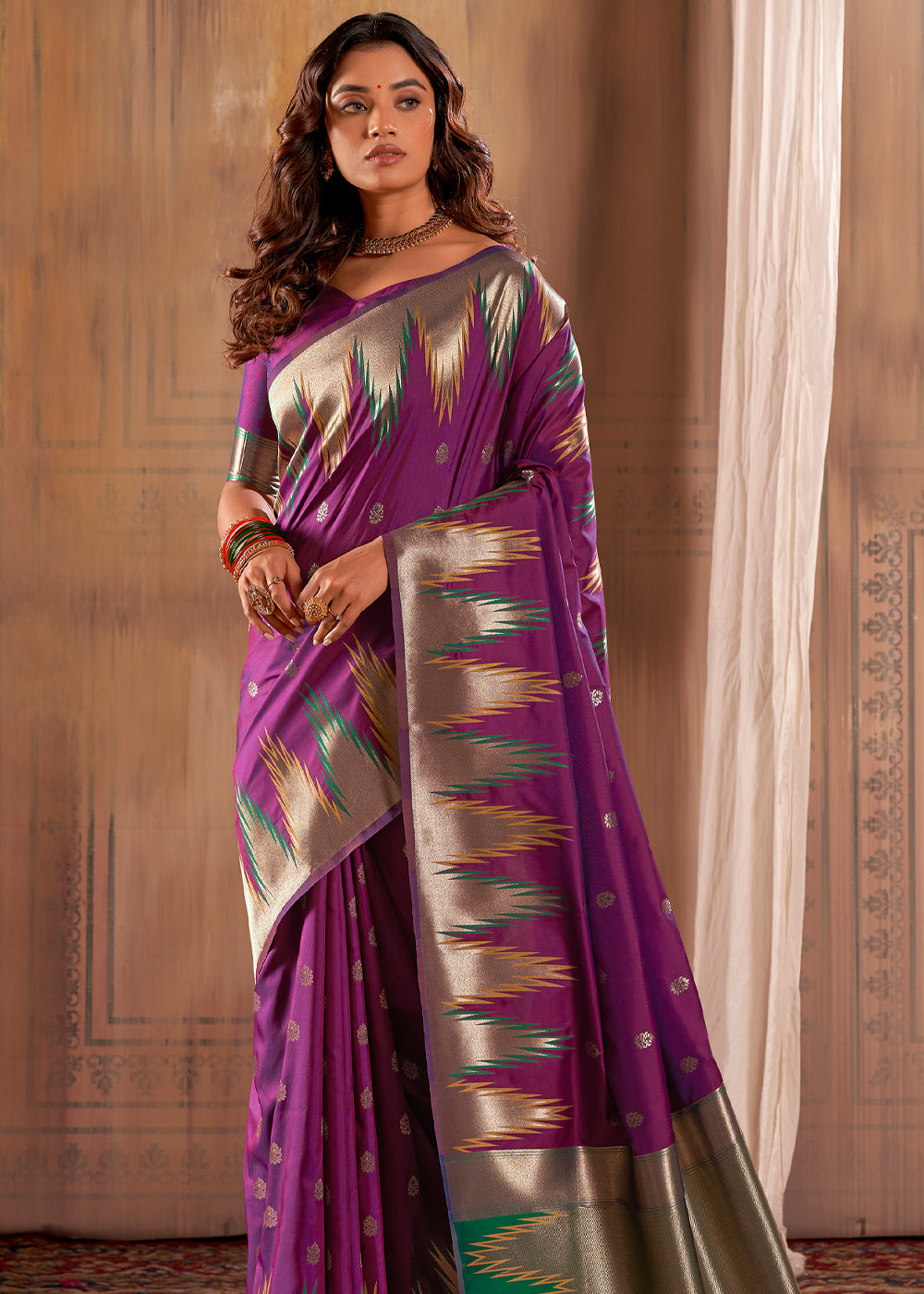 Buy MySilkLove Wine Berry Purple Woven Banarasi Silk Saree Online