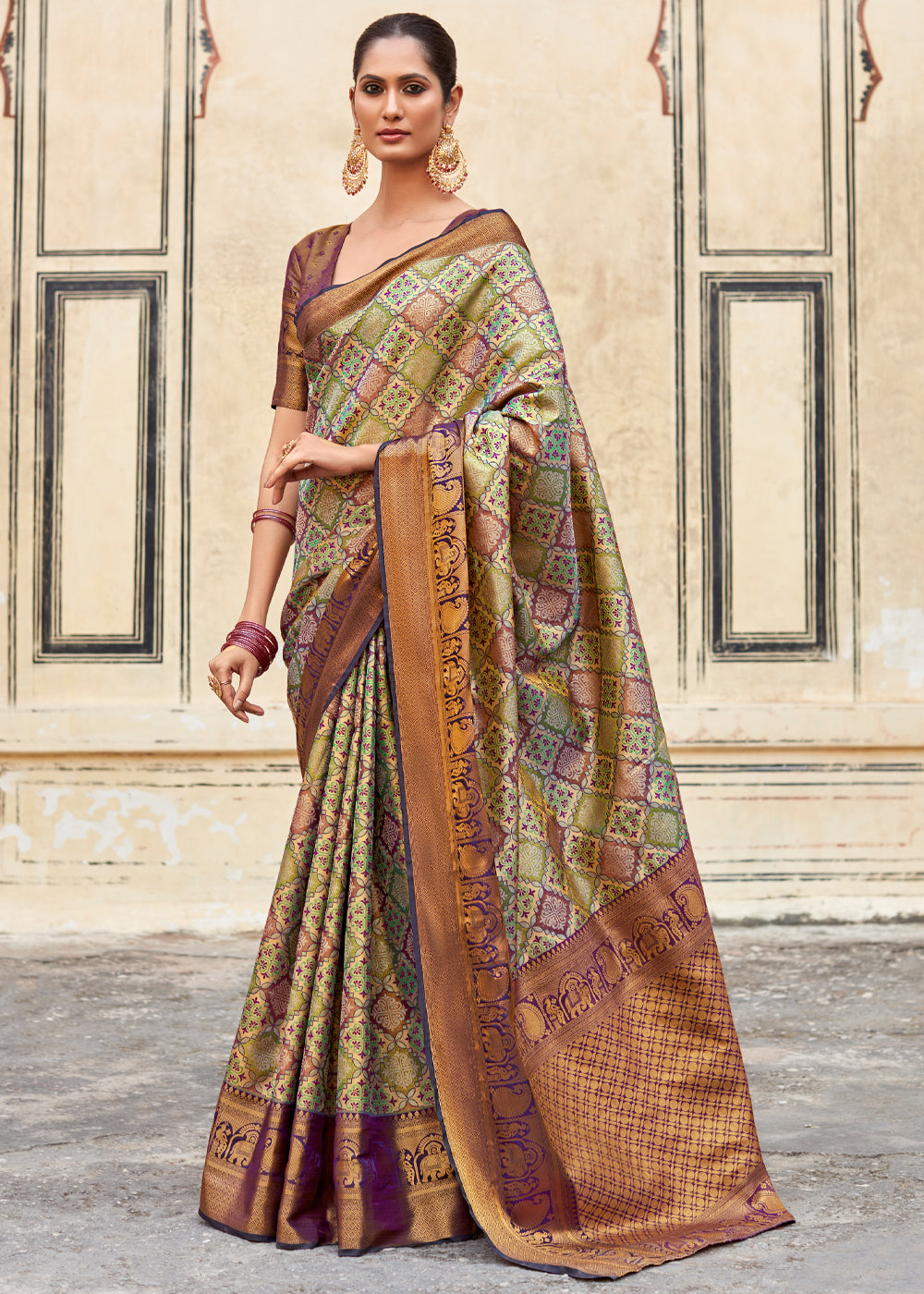 Buy MySilkLove Clay Creek Green Woven Banarasi Silk Saree Online