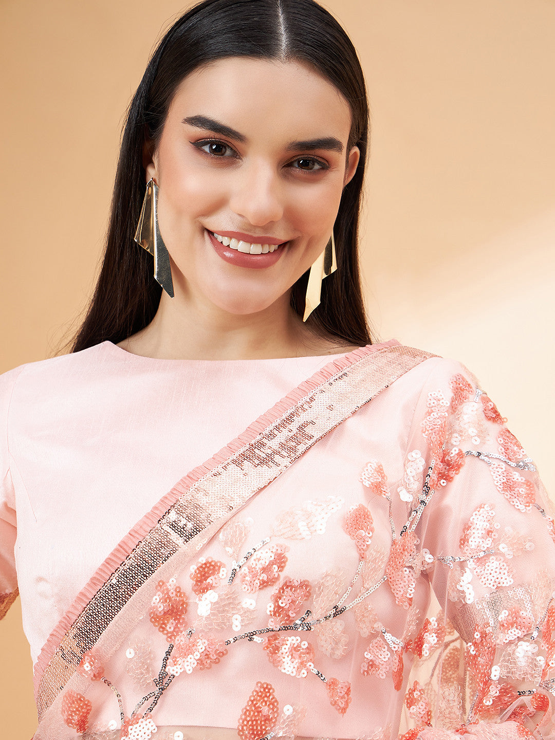 Buy MySilkLove Plum Peach Georgette Designer Saree Online