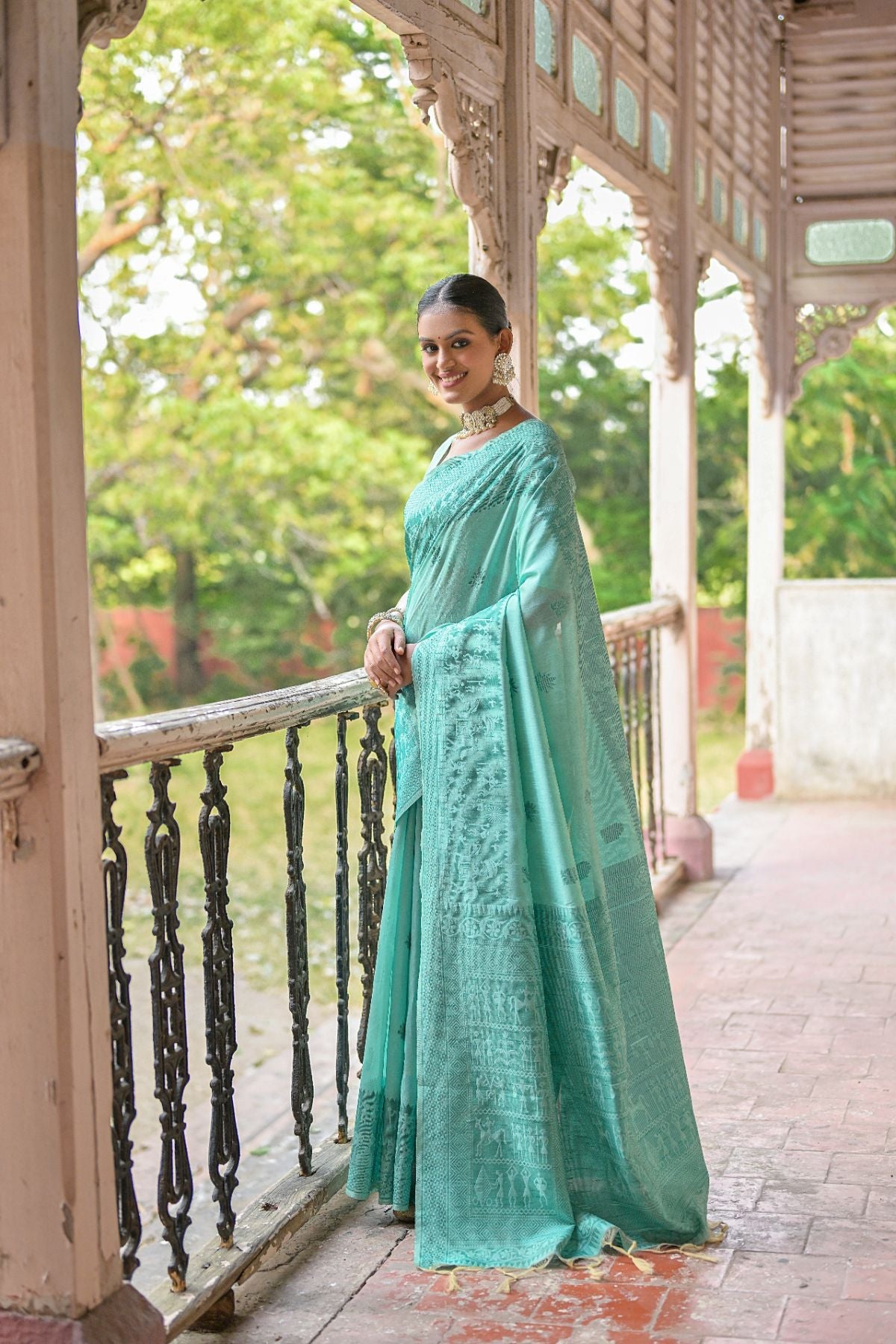 Buy MySilkLove Green Sheen Handloom Banarasi Raw Silk Saree Online