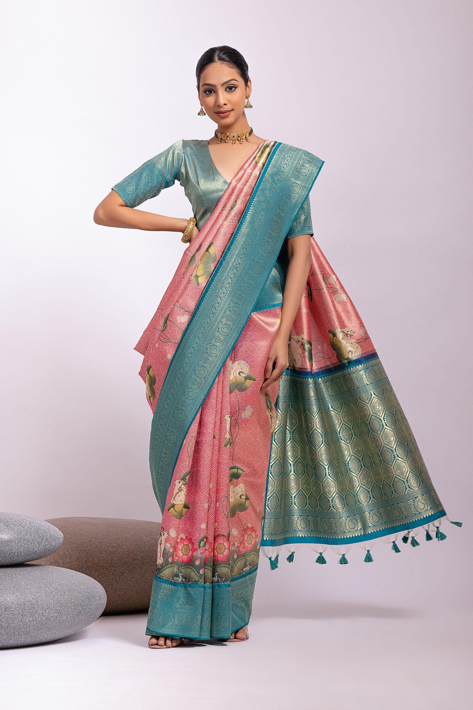 Buy MySilkLove New York Pink Woven Tissue Silk Saree Online