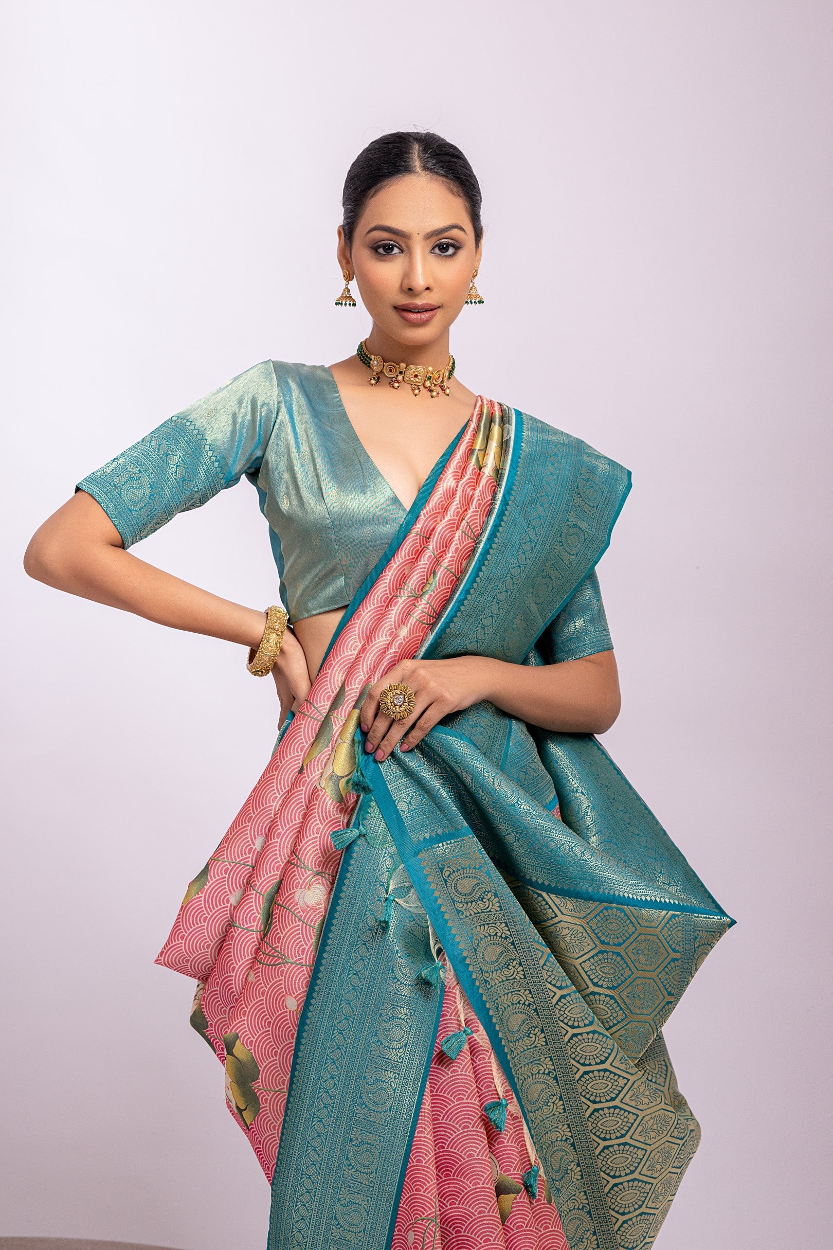 Buy MySilkLove New York Pink Woven Tissue Silk Saree Online