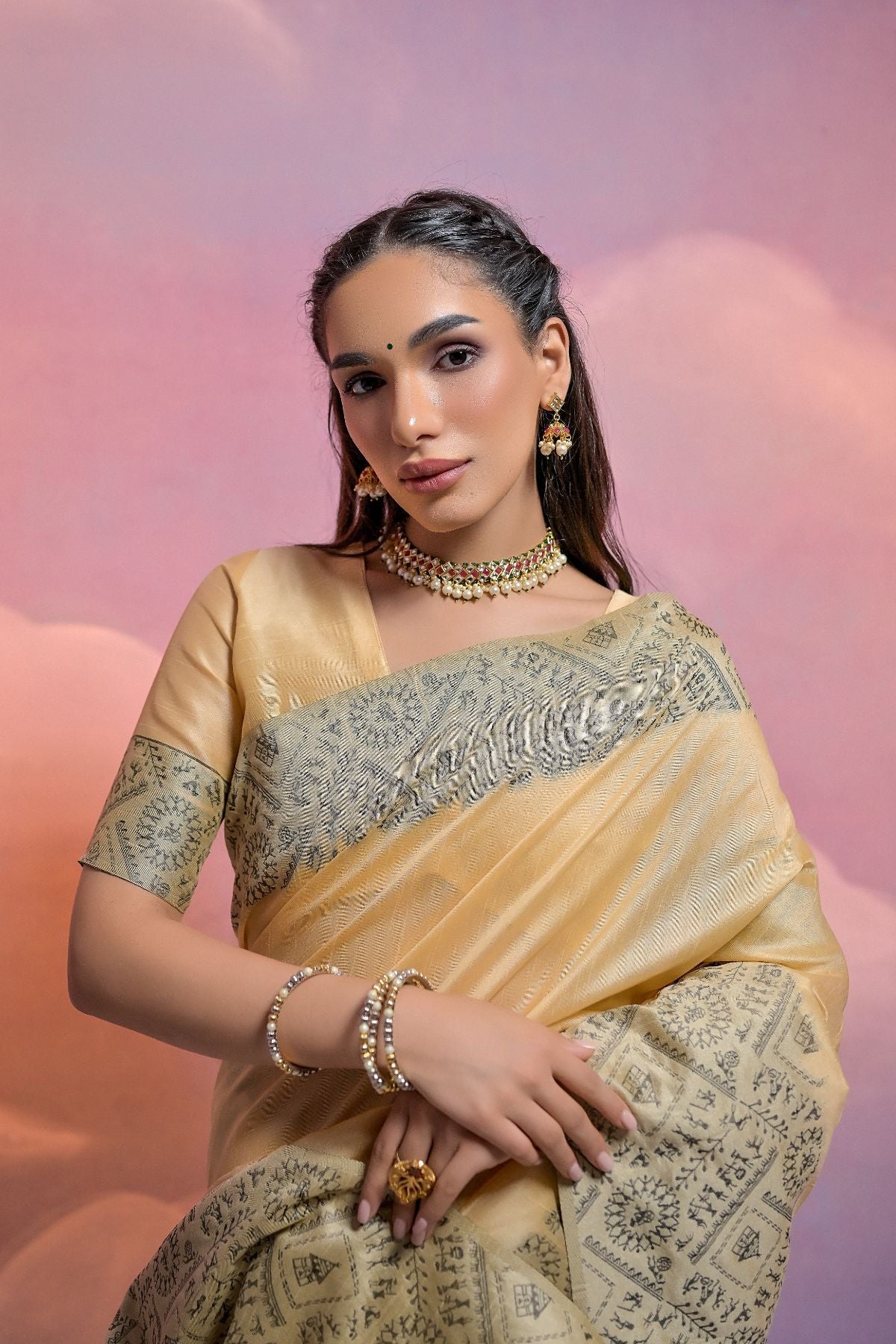 Buy MySilkLove Maize Golden Banarasi Raw Silk Saree Online