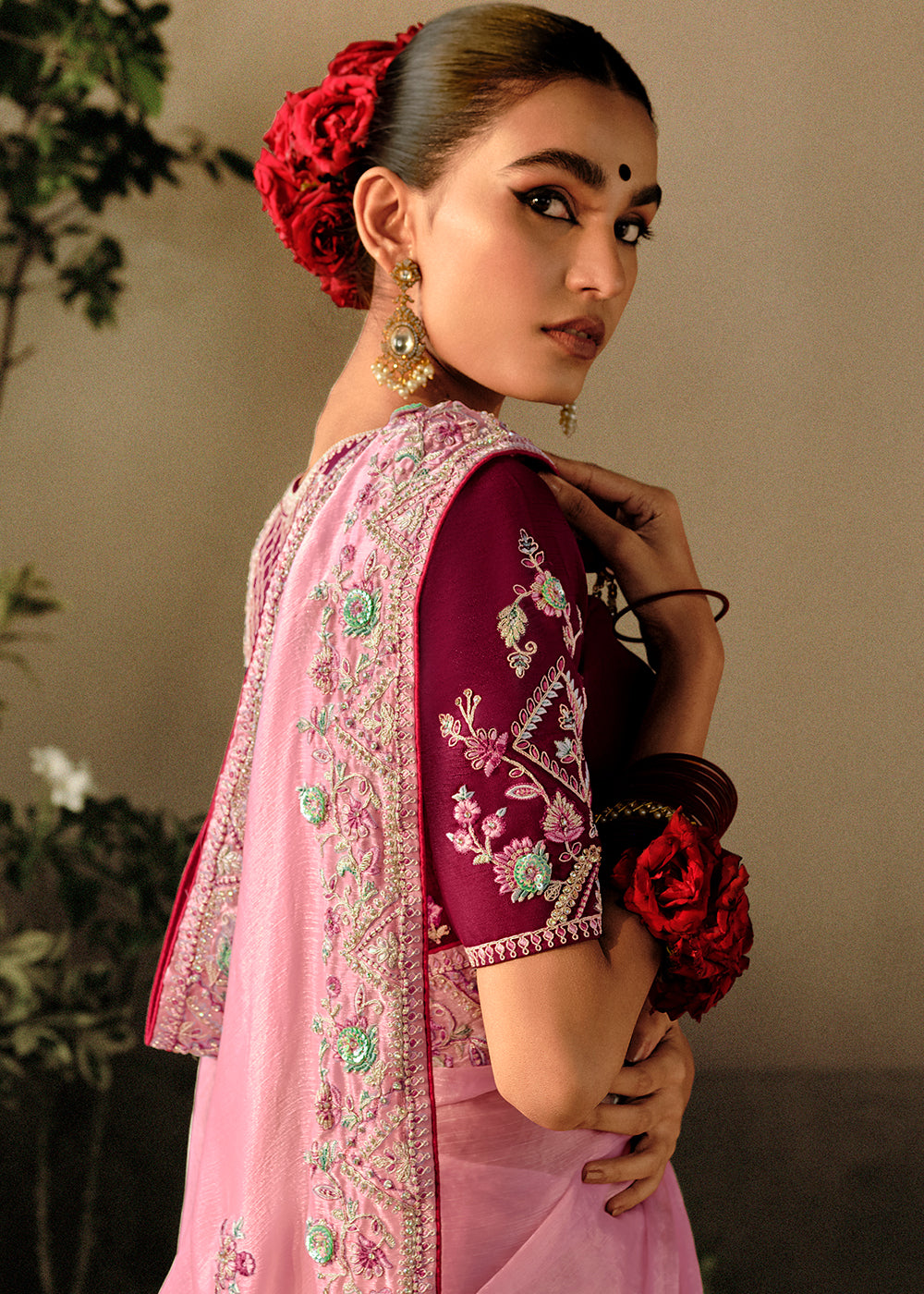 Buy MySilkLove Shilo Pink Embroidery Designer Banarasi Dola Silk Saree Online