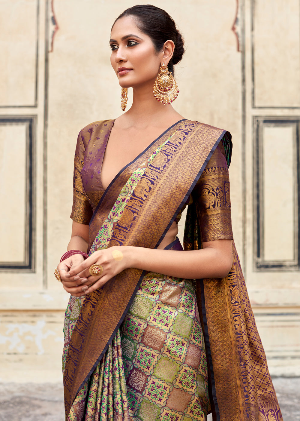 Buy MySilkLove Clay Creek Green Woven Banarasi Silk Saree Online