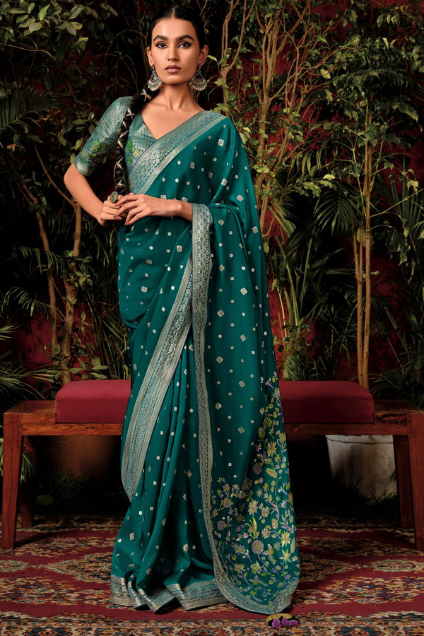 Wedding Edit: Gem Green Kanjivaram Silk Saree – Zari Banaras