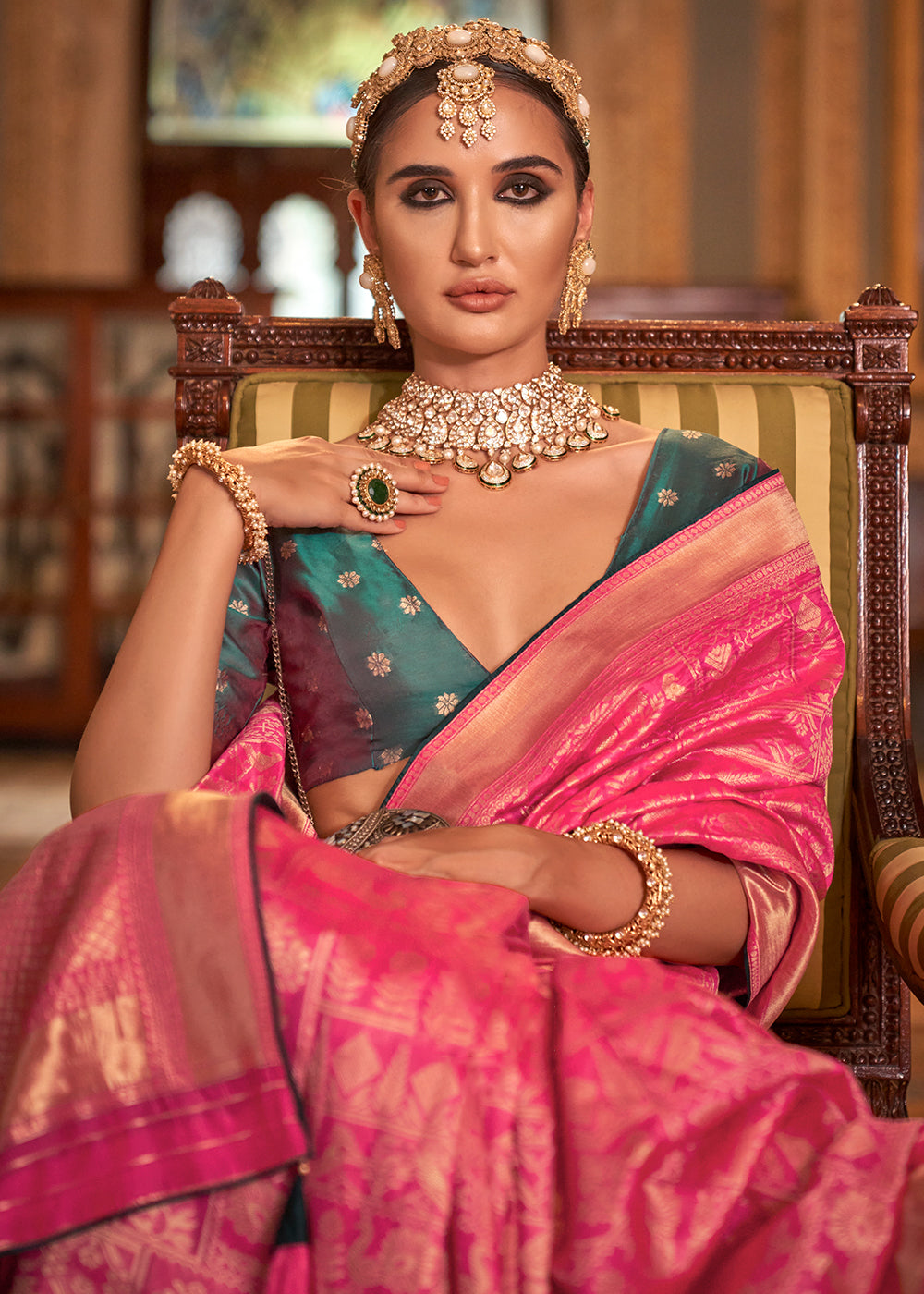 MySilkLove Brick Pink Woven Patola Silk Saree