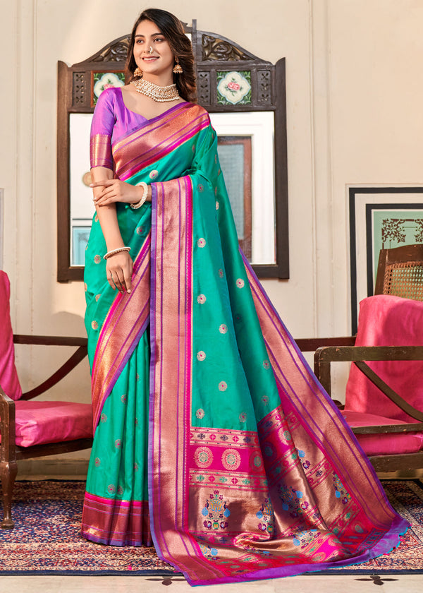 Fully weaved soft and high rich kanjivaram silk sarees are with _woven body  and meenakari Border