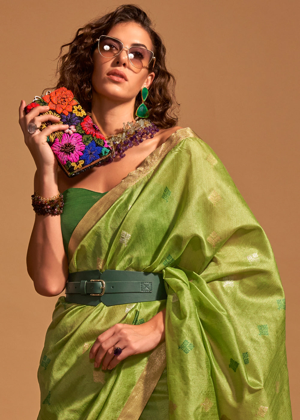 Buy MySilkLove Olivetone Green Handloom Banarasi Silk Saree Online