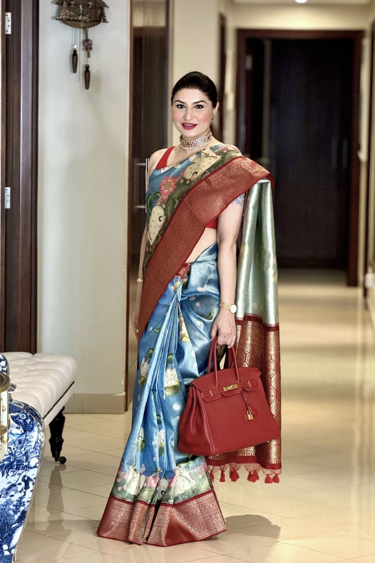 Buy MySilkLove St Tropaz Blue Woven Tissue Silk Saree Online