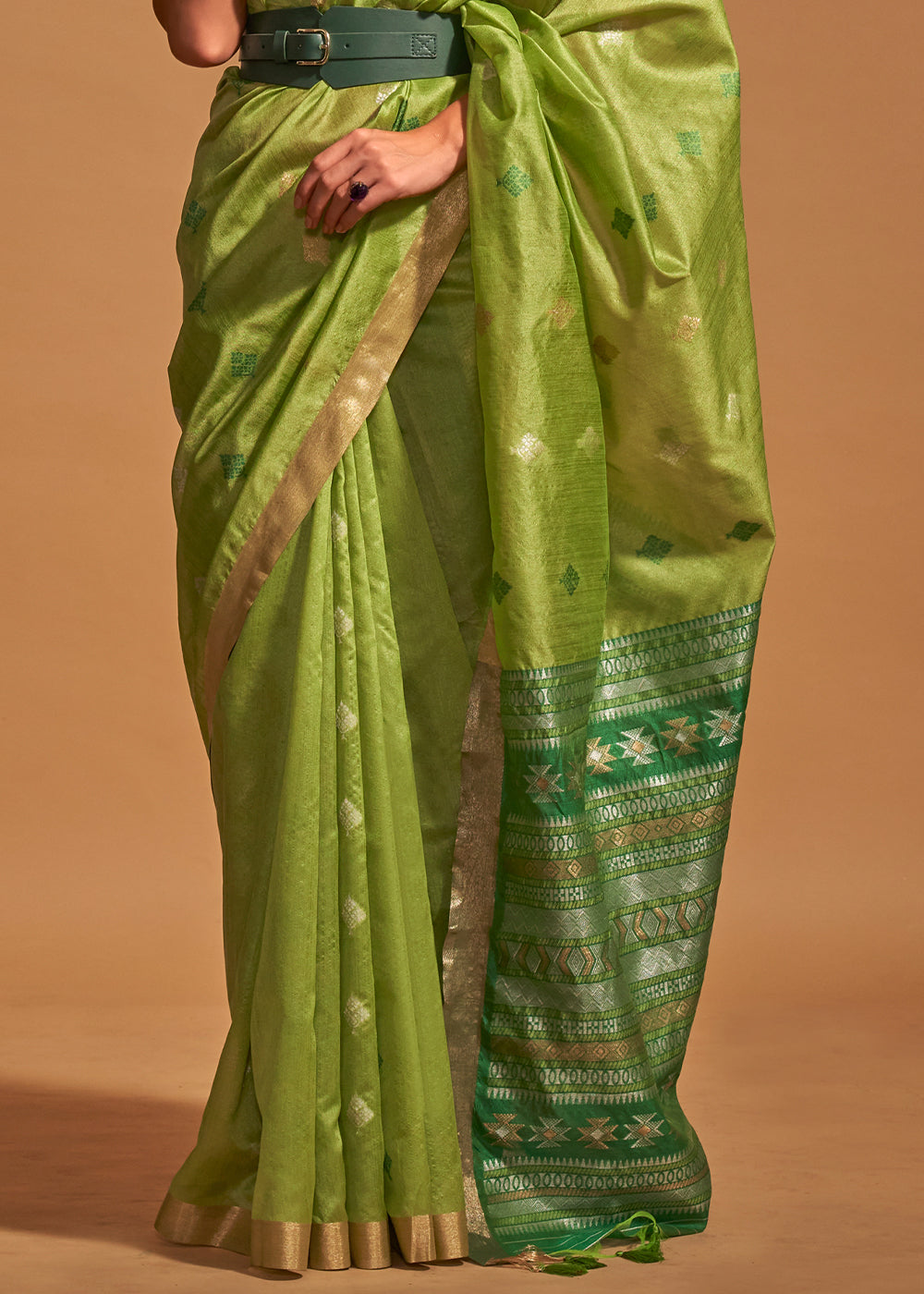 Buy MySilkLove Olivetone Green Handloom Banarasi Silk Saree Online