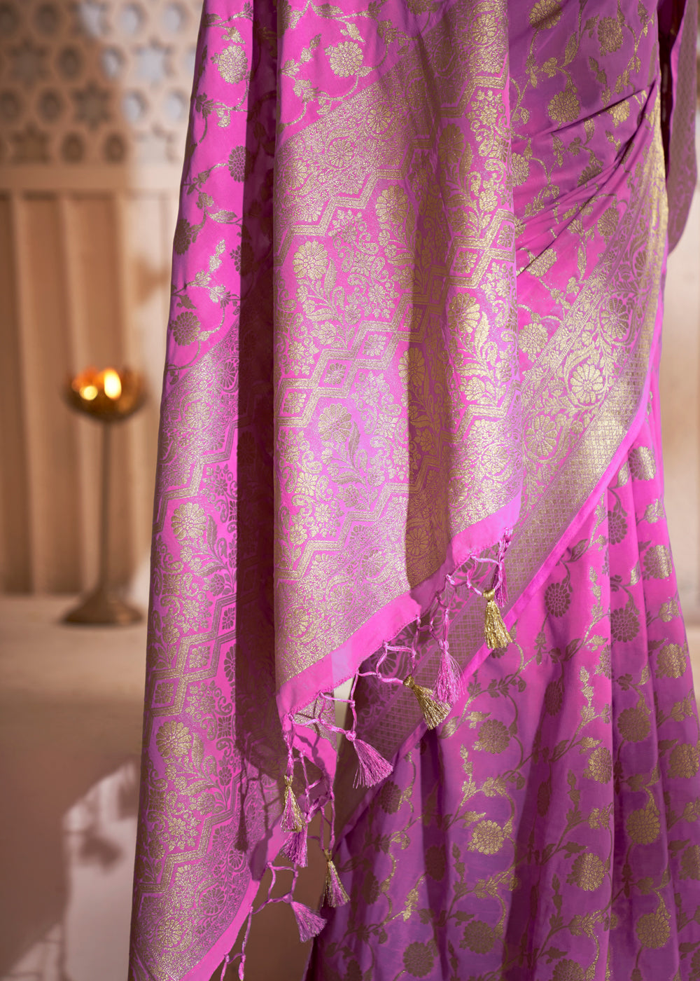 Buy MySilkLove Royal Heath Purple Woven Georgette Saree Online