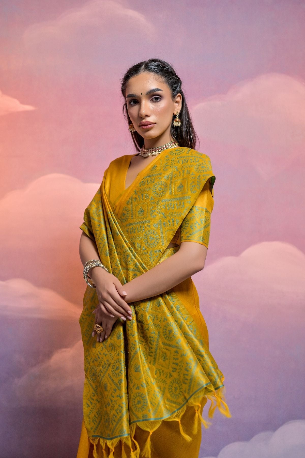 MySilkLove Kumera Yellow Banarasi Raw Silk Saree