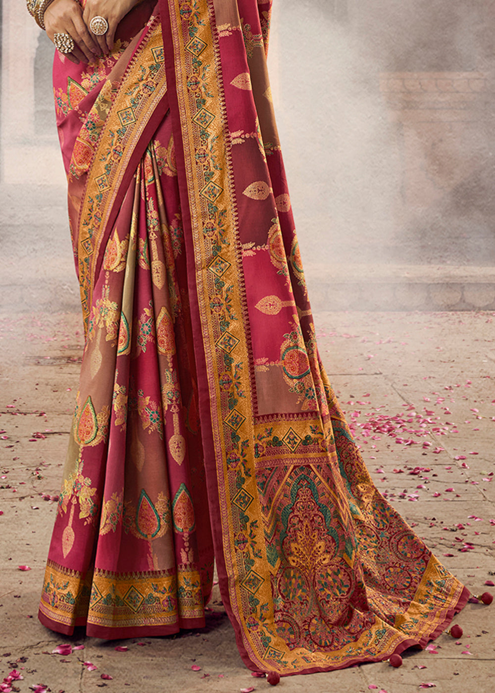 Buy MySilkLove Apple Blossom Maroon Woven Banarasi Silk Saree Online