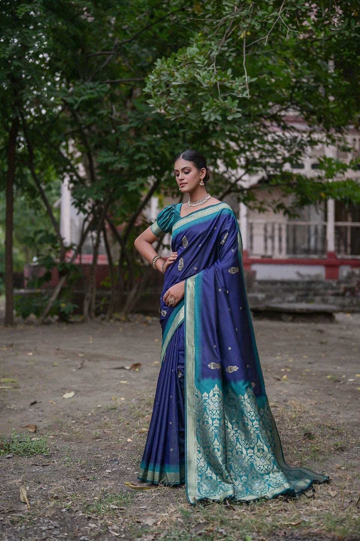 Buy MySilkLove East Bay Blue Banarasi Soft Silk Saree Online