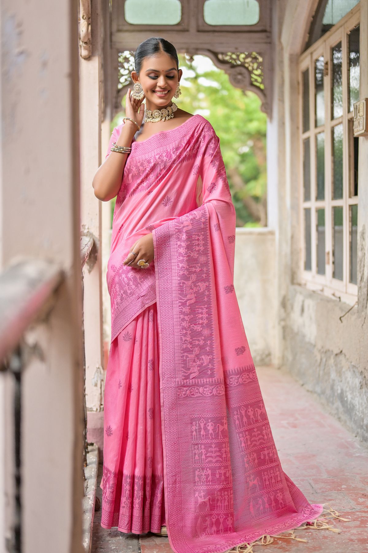 Buy MySilkLove Lavender Pink Handloom Banarasi Raw Silk Saree Online