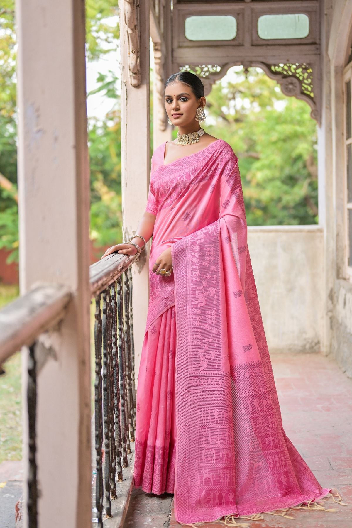 Buy MySilkLove Lavender Pink Handloom Banarasi Raw Silk Saree Online