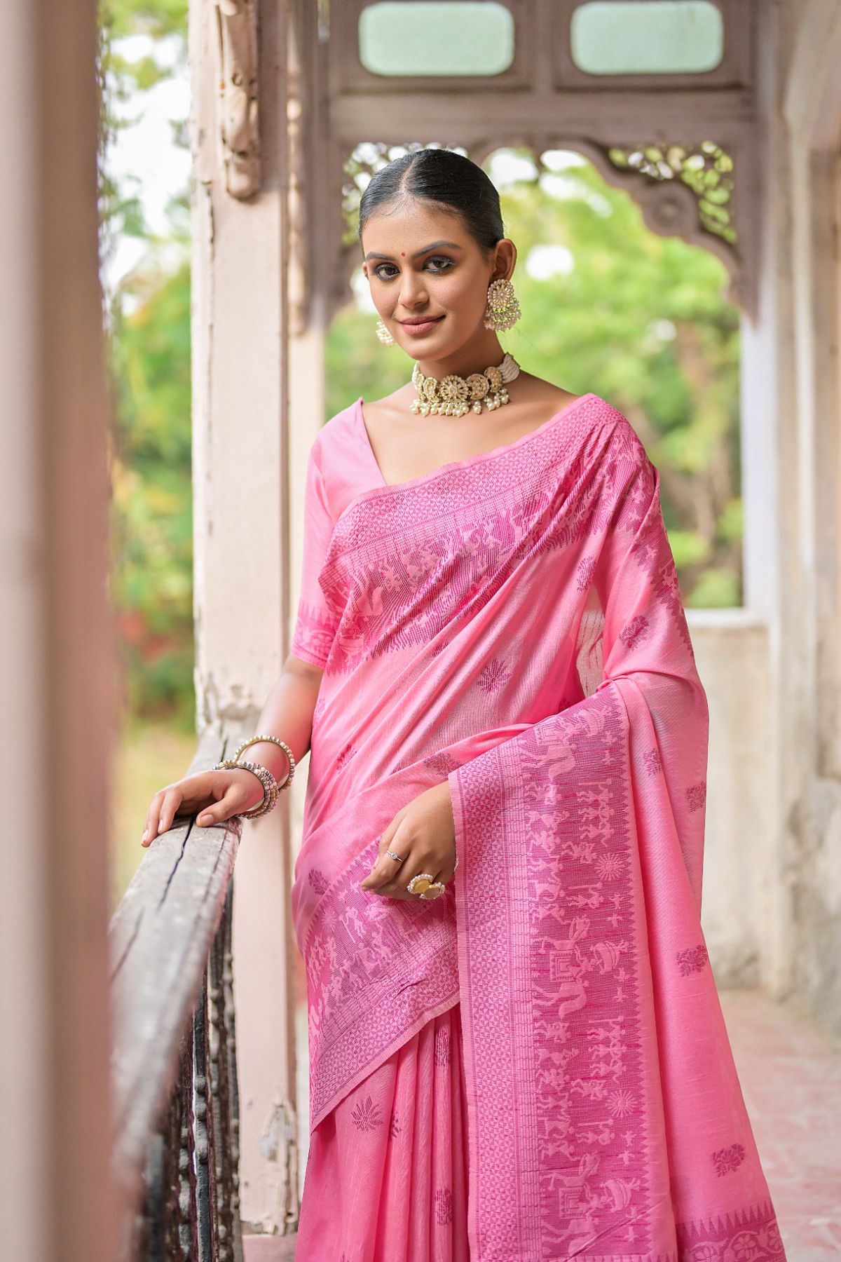 MySilkLove Lavender Pink Handloom Banarasi Raw Silk Saree