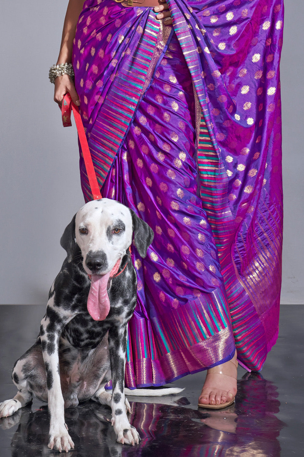 Buy MySilkLove Purple Plum Banarasi Handloom Temple Border Silk Saree Online