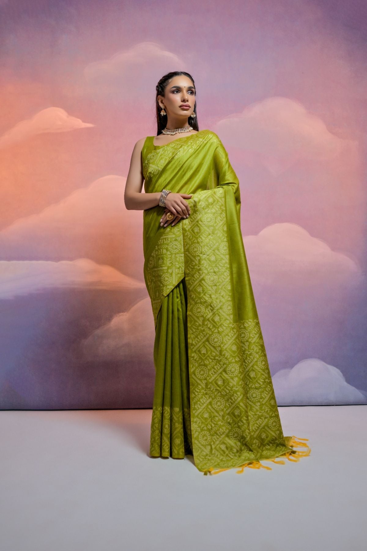 Buy MySilkLove Olive Green Banarasi Raw Silk Saree Online