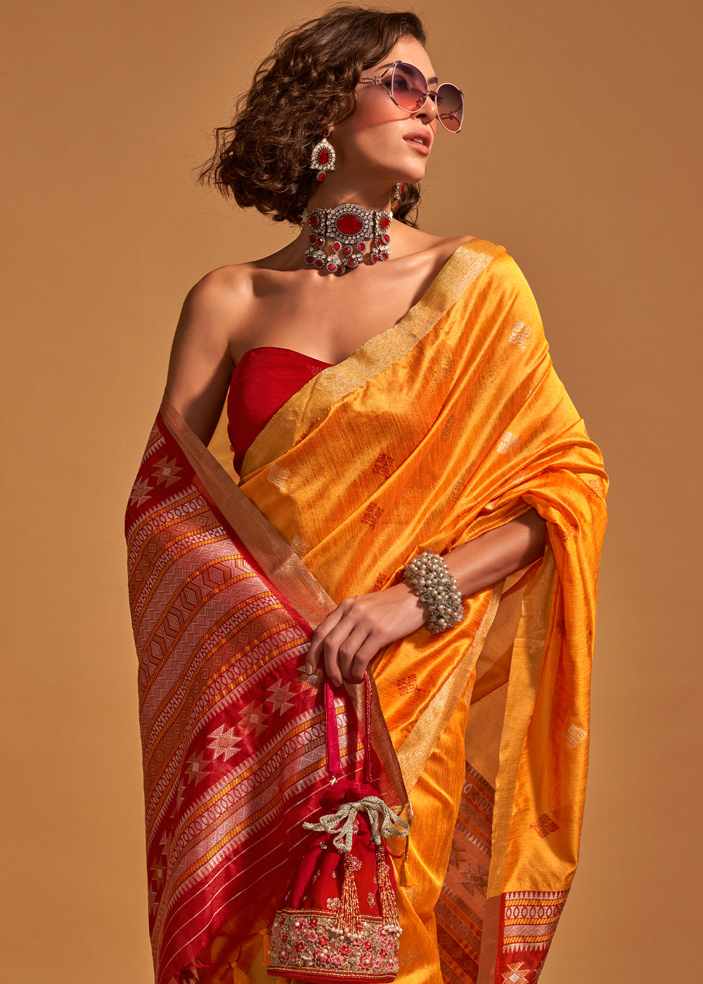 Buy MySilkLove Zest Yellow Handloom Banarasi Silk Saree Online