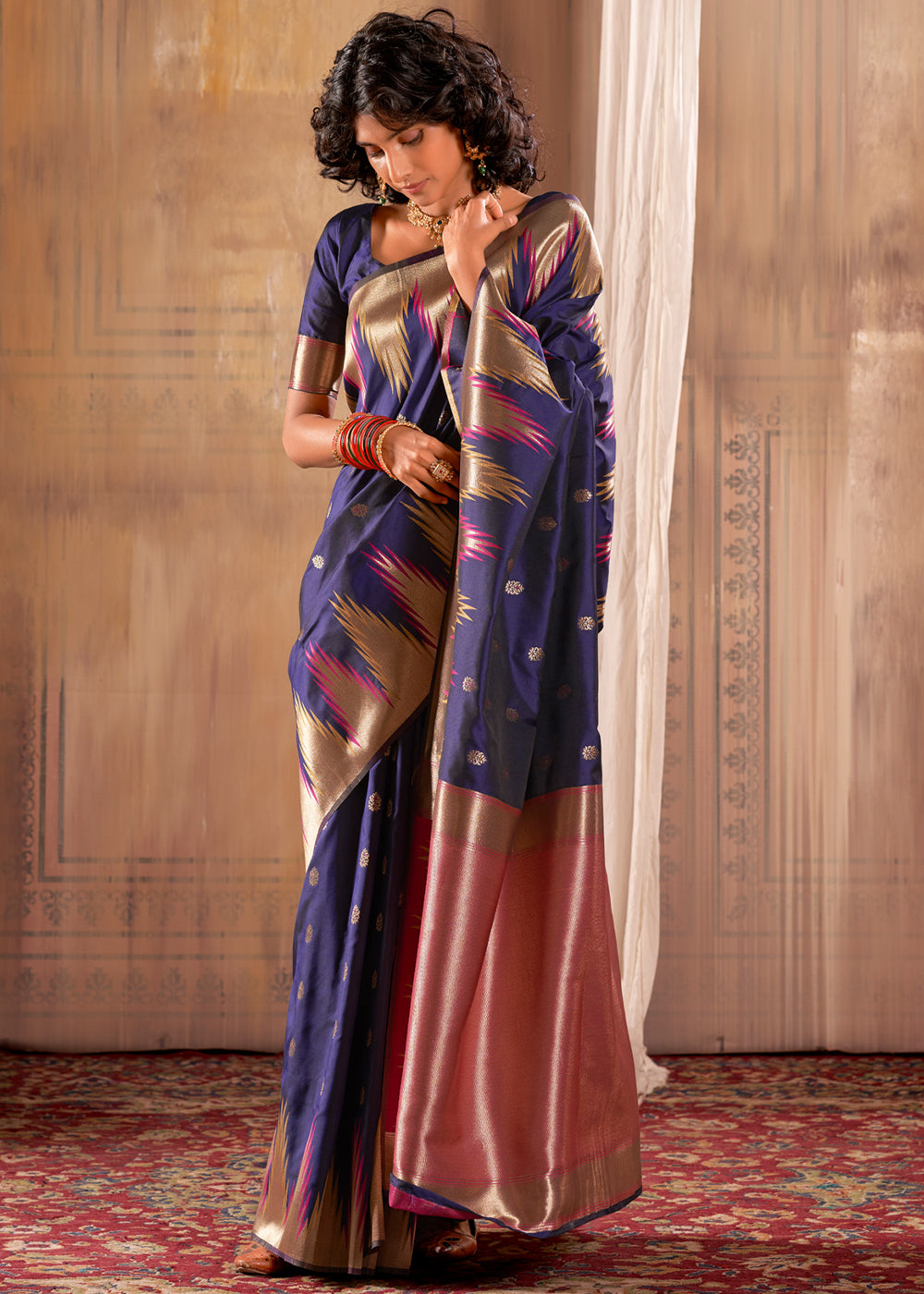 Buy MySilkLove Martinique Blue Woven Banarasi Saree Online