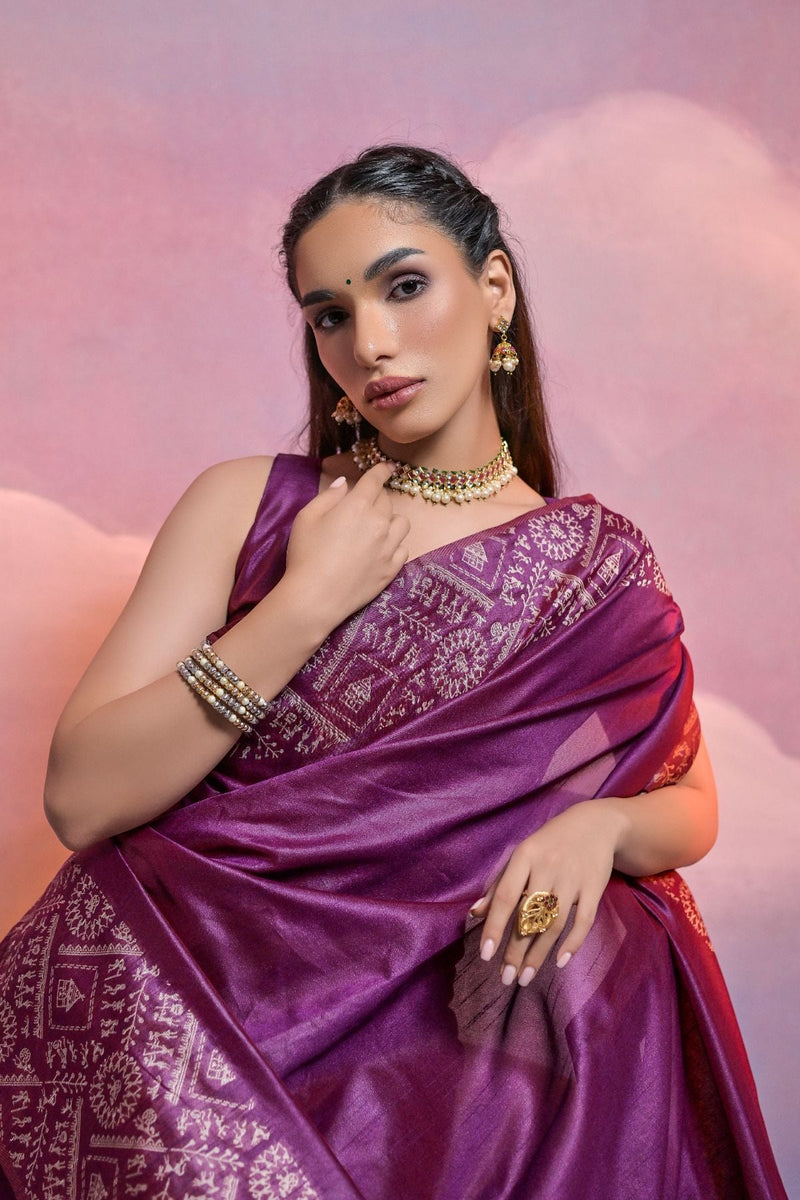 Berry Purple Banarasi Uppada Silk Saree – Zilikaa