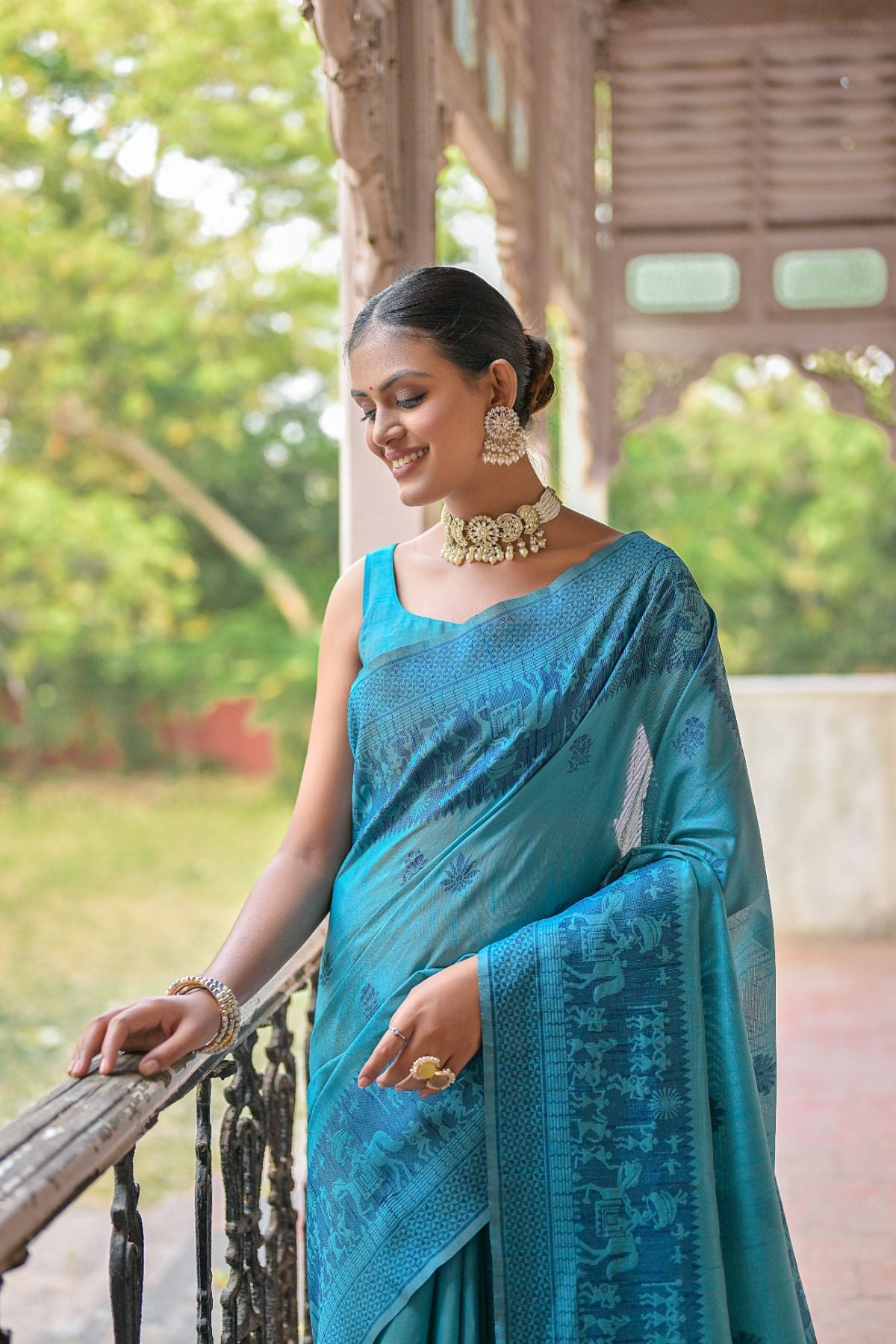 MySilkLove Picton Blue Handloom Banarasi Raw Silk Saree