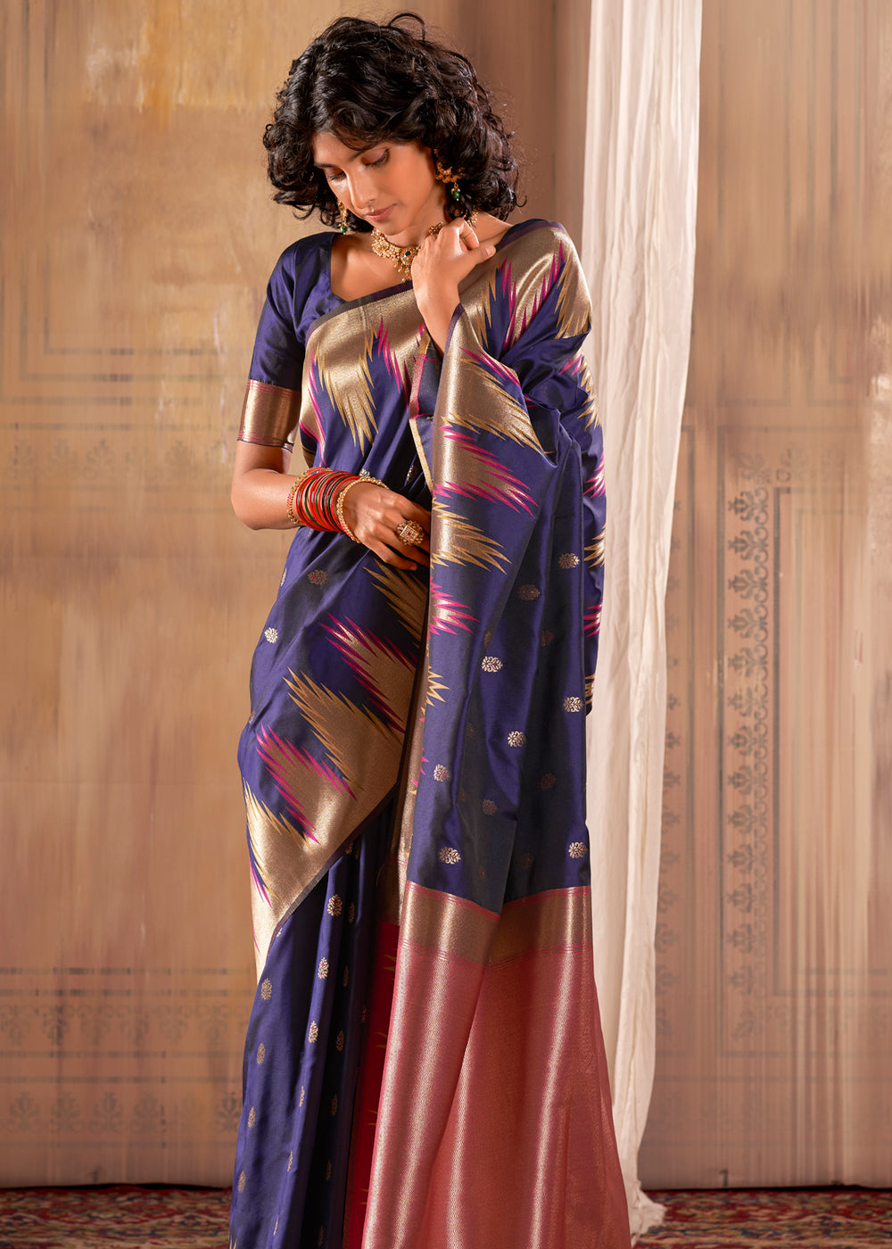 Buy MySilkLove Martinique Blue Woven Banarasi Saree Online