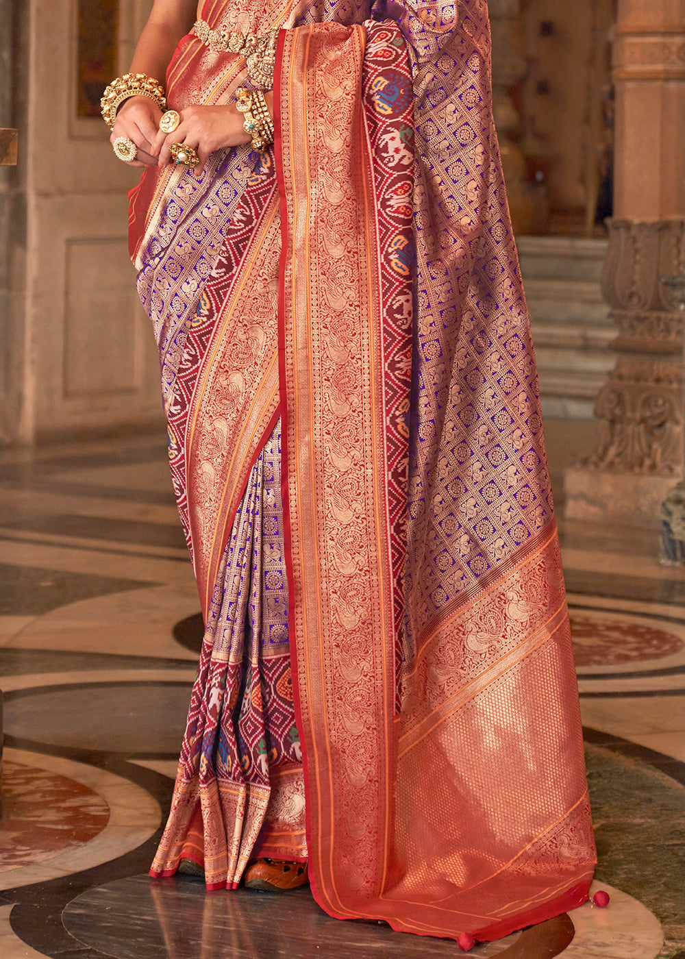 Buy MySilkLove Falcon Purple Zari Woven Banarasi Meenkari Silk Saree Online