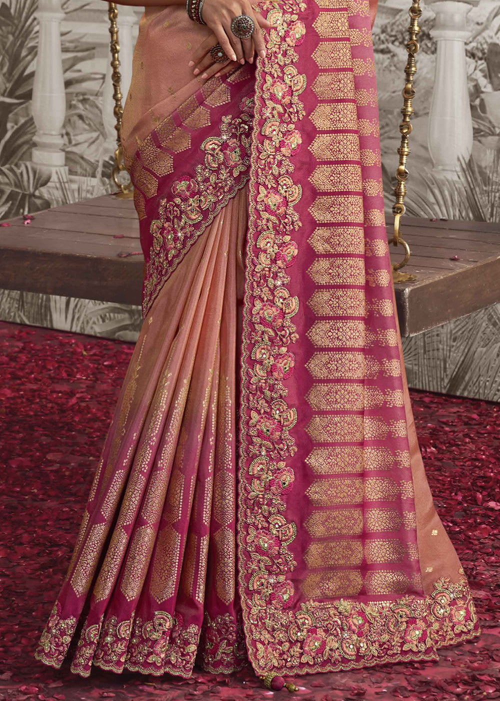 Buy MySilkLove Pastel Candy Pink Embroidered Designer Silk Saree Online